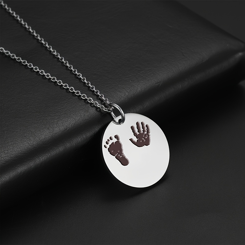 Personalized Laser-Engraved Handprint & Footprint Pendant Necklace — Custom Gift